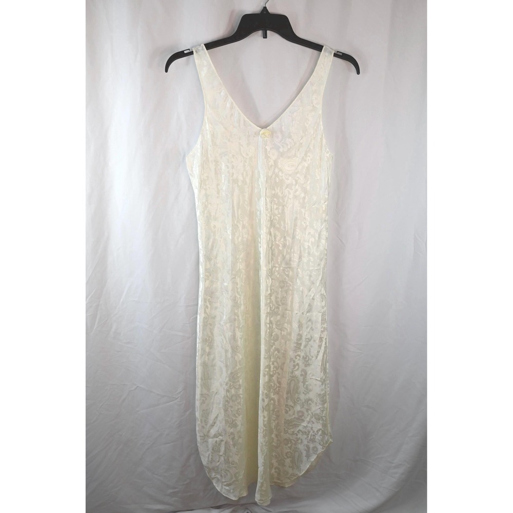 Vintage Val Mode Lingerie Ivory Night Dress Paisley Gown Large 8485-Y